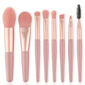 8Pcs Travel Makeup Brush Kit Mini Cosmetic Brush For Face Foundation Blush Eye Shadow Wooden Handle