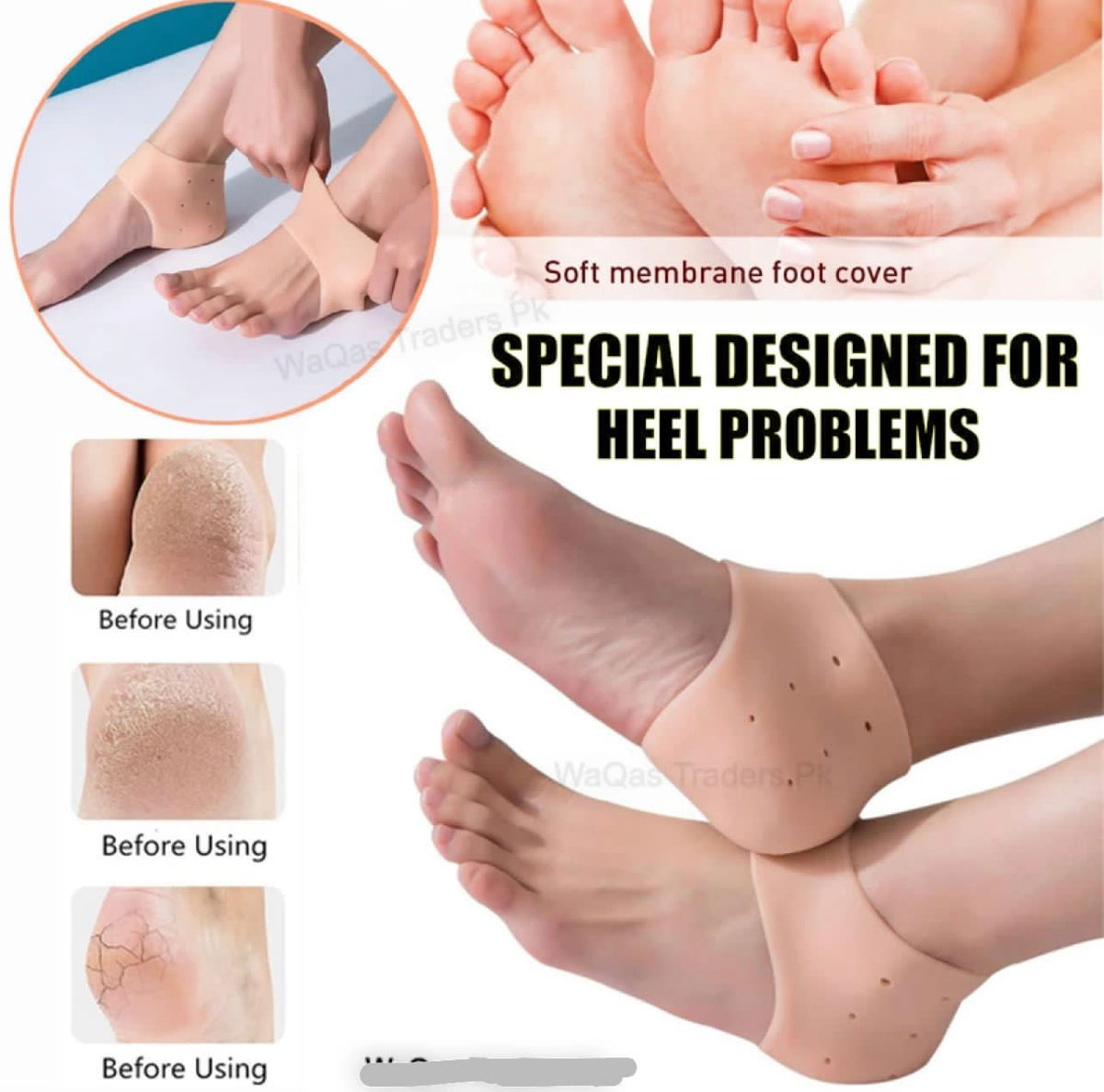 Pair Of Half Heel Pain Anti Crack Silicone Set Anti Crack For Pain Relief Unisex With Box 2
