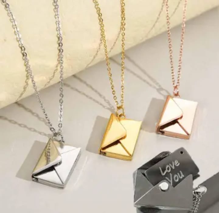 Love Letter Envelop Pendent For Girls Golden Color