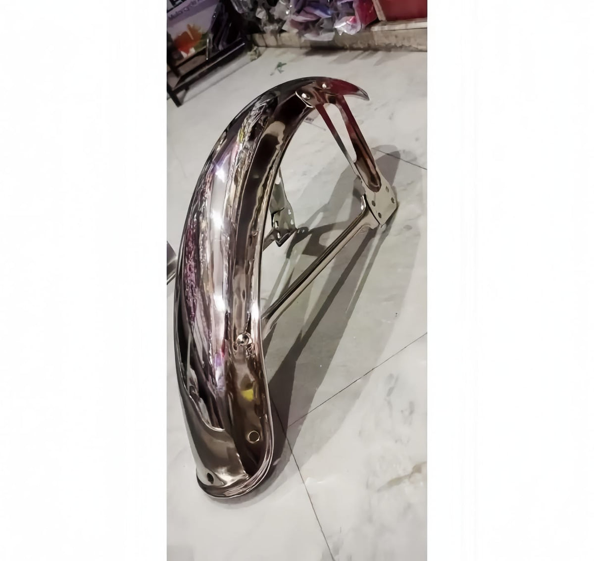 Front Cut Mudguard For 70Cc And 125Cc Cafe Racer Bikes Chrome Mudguard Metal Quality