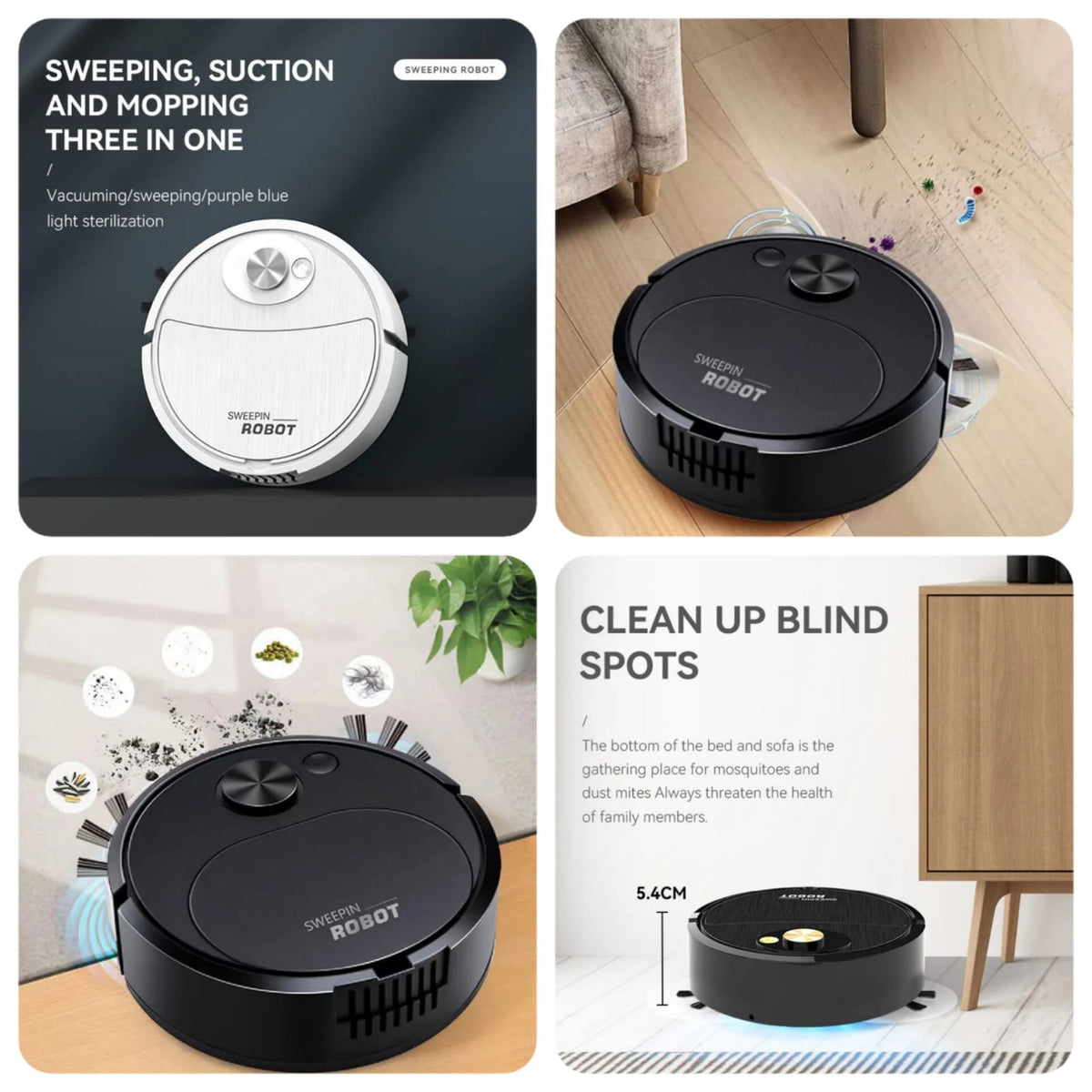 Portable Wireless Smart Mini Sweeping Robot Mopping 3 In1 Rechargeable Cleaning Machine Vacuum Cleaner For Home Office Robot Random Colors 2