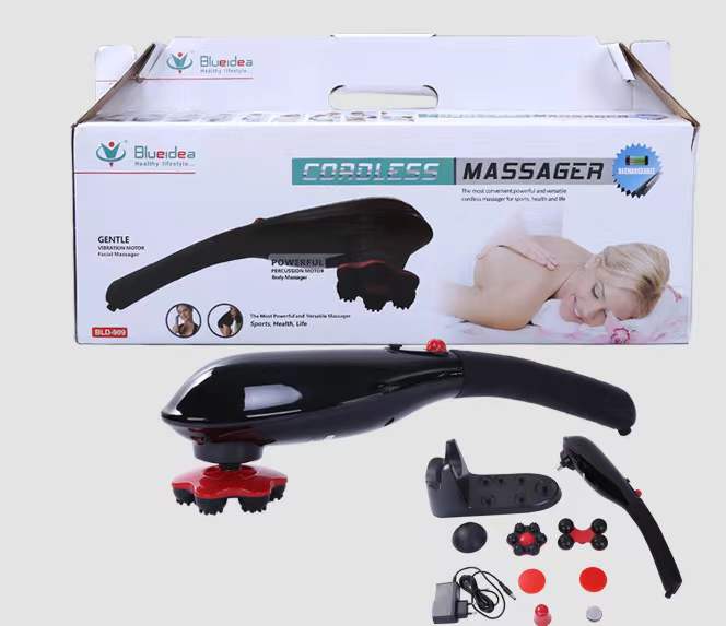 Blue Idea Rechargeable Cordless Massager With Different Heads Deep Massager For Muscles Neck Cordless Electric Body Massager