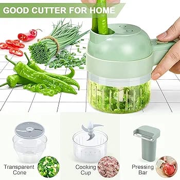 4 In 1 Handheld Electric Vegetable Cutter Wireless Food Processor For Garlic Pepper Chili Onion Celery Ginger Meat With Brushrandom Color