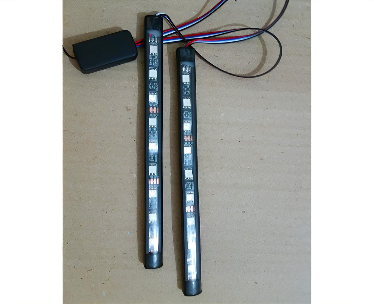 2Pcs Rgb 17Cm Silicon Flexible 9 Led Strip Drl Daytime Multicolor Light Smd Led Fancy Light Rgb For Car Bumper And Bikes