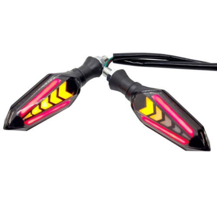 Bike Indicator Slide Arrow Running Style With Lava Drl Red Yellow 2 Pcs Set