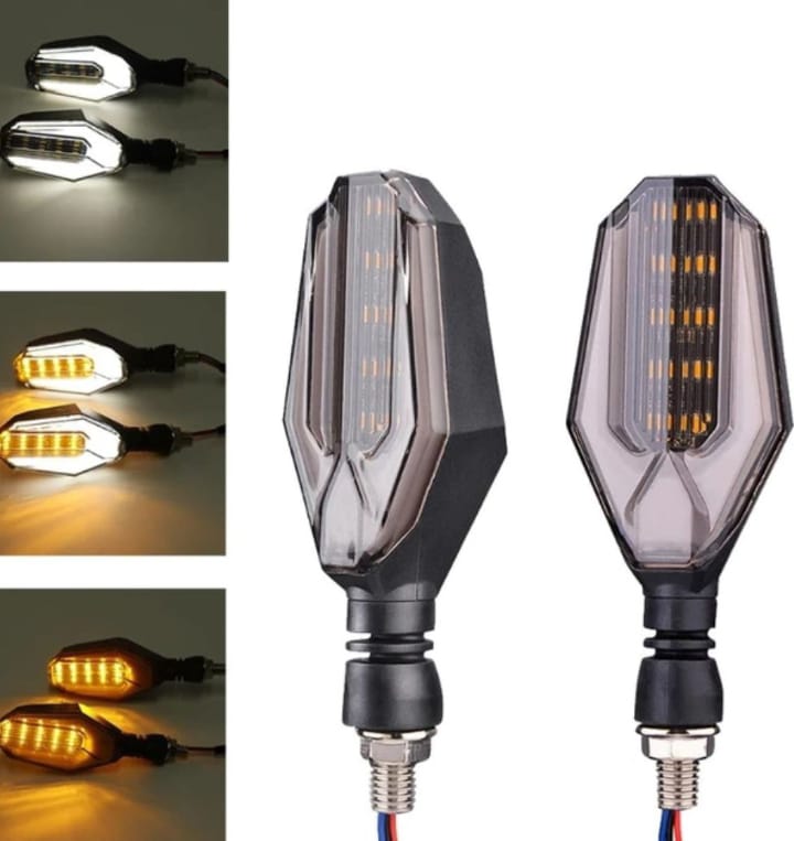 2Pcs Motorbike Universal Led Indicator With Drl And Yellow Parking Light For All Bikes Random Color