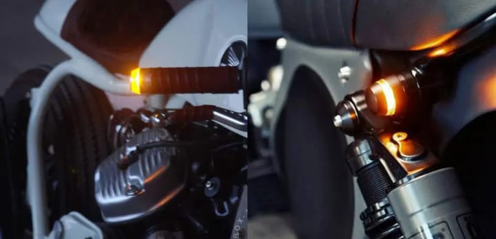 Dual Color Turn Signal Indicator Motor Cycle Handle Grip Bar Blinker Side Marker Lamp Motorcycle Decoration Handlebar End Light 2 Pcs Yellow Color