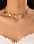 Elegant Multi Color Butterfly Chain Material Alloy Beautiful Chain Necklace With Butterfly Charms Random Colors
