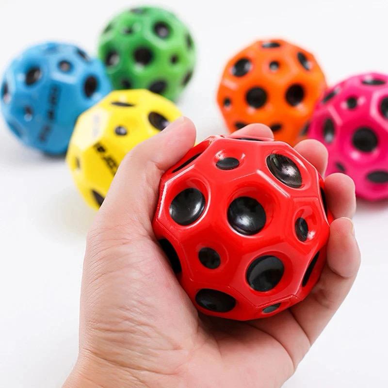 Pack Of 2 High Resilience Hole Ball Soft Bouncy Ball Anti Fall Moon Shape Porous Bouncy Ball Kids Indoor Outdoor Balls High Bouncing Moon Stress Ball Random Color