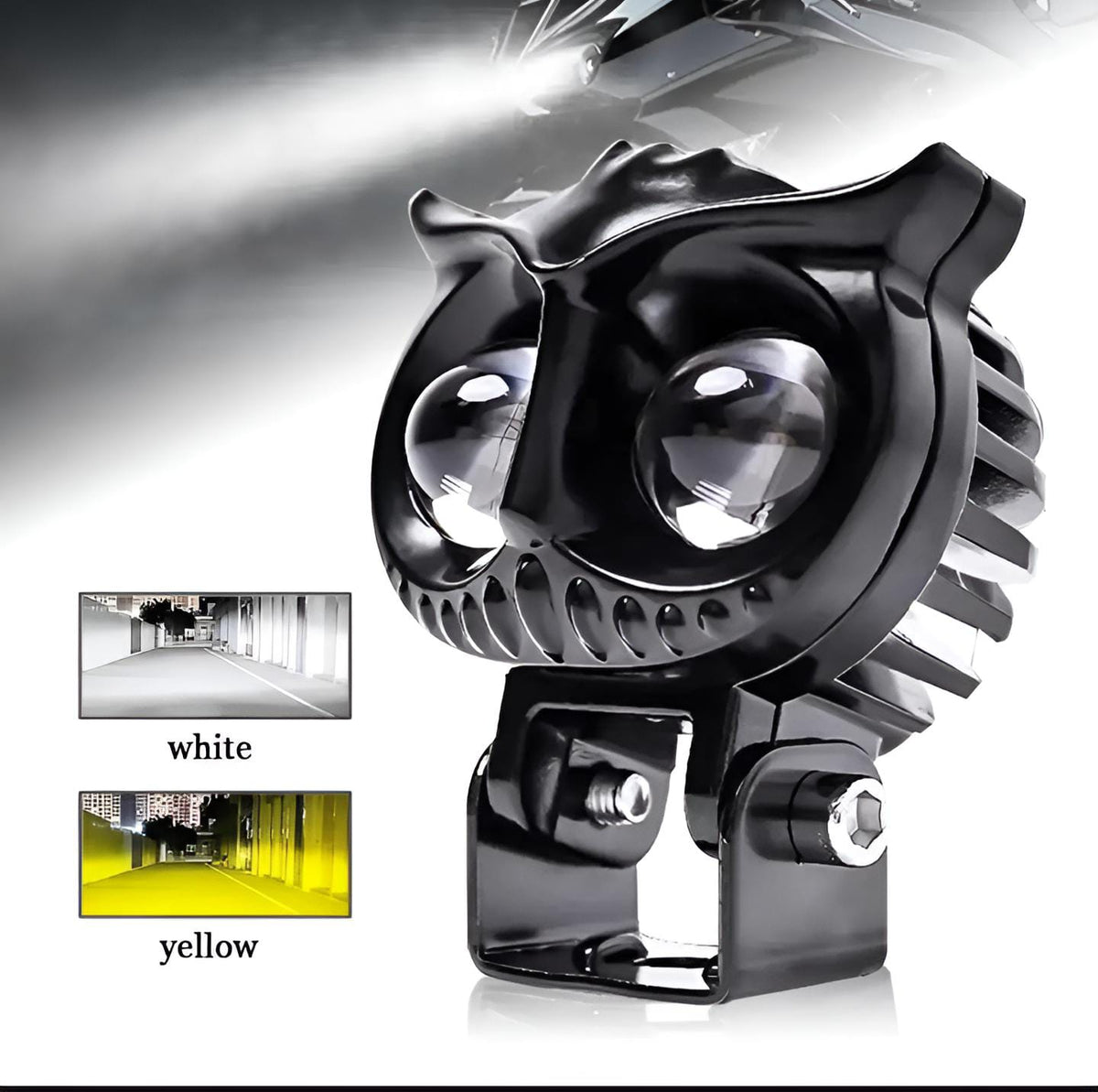 2 Pcs Owl Shape Fog Yellow White Amp Flash Light Low Amp High Beam Owl Plastic Body Spot Light For All Cars And Bikes 9V 60V 40W