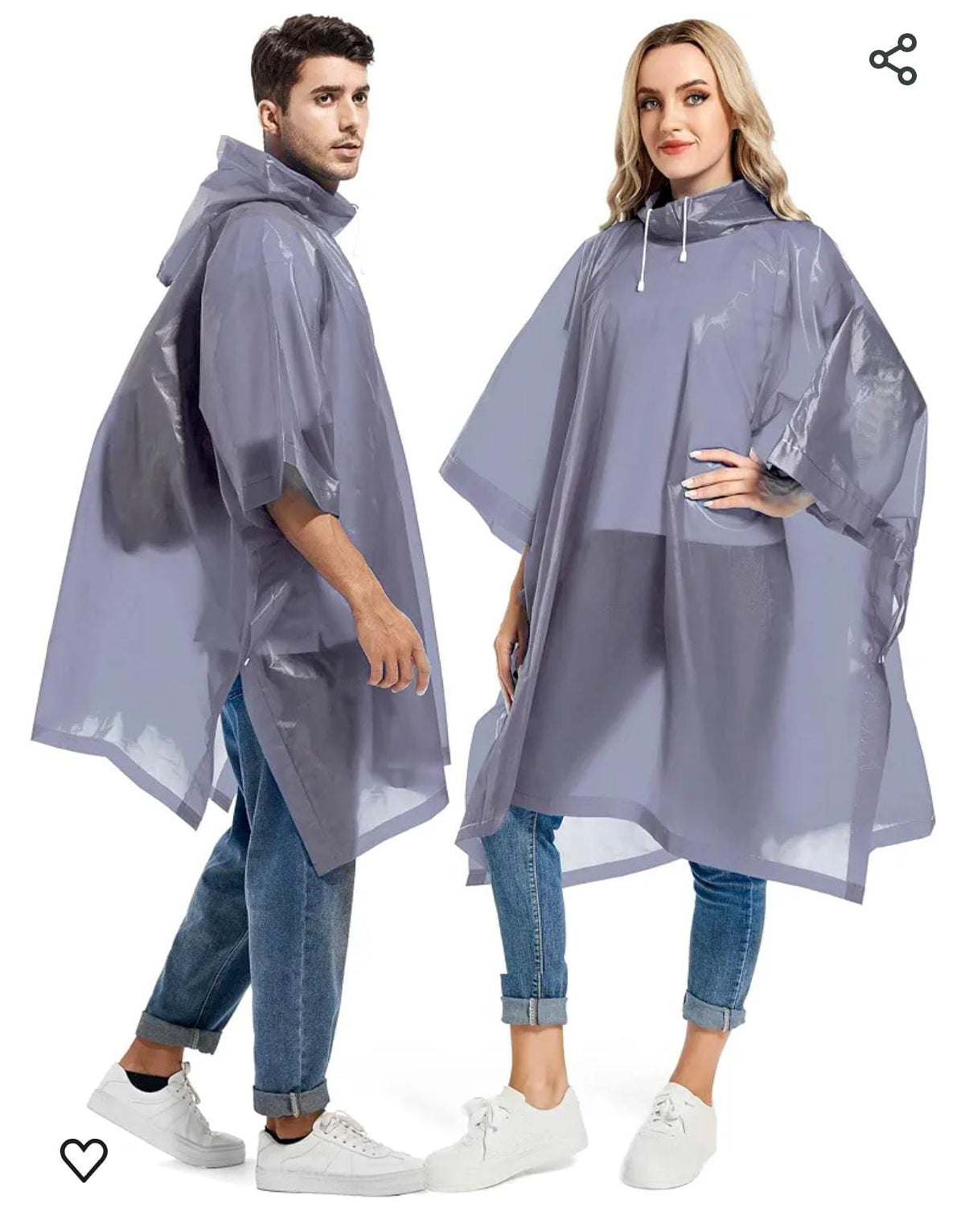 Rain Ponchos For Adults Reusable Raincoats Survival Emergency Heavy Duty Rain Coat With Drawstring Hood Random Colors
