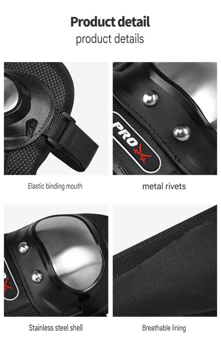 Motorcycle Elbow Pads For Men Stainless Steel Off Road Locomotive Protective Gear Anti Fall Riding Equipment 4 Pcs