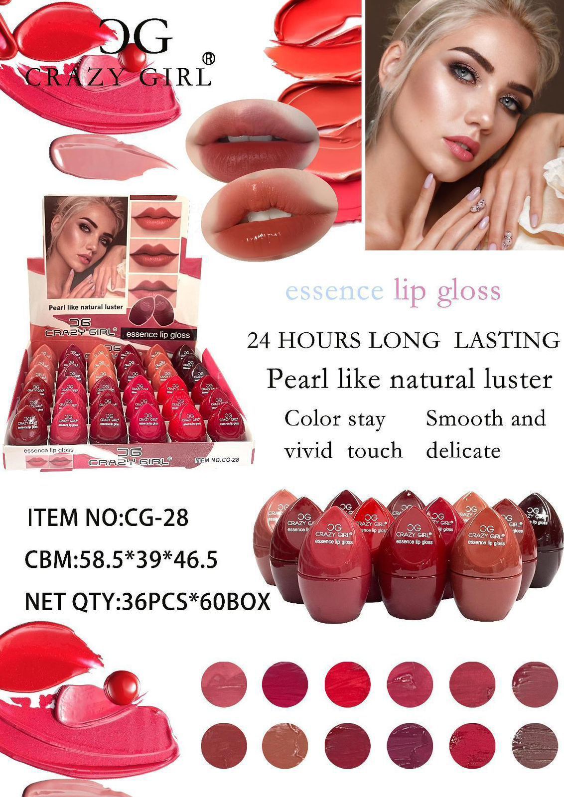 Pack Of 6 Crazy Girl 24 Hours High Pigment Lipgloss