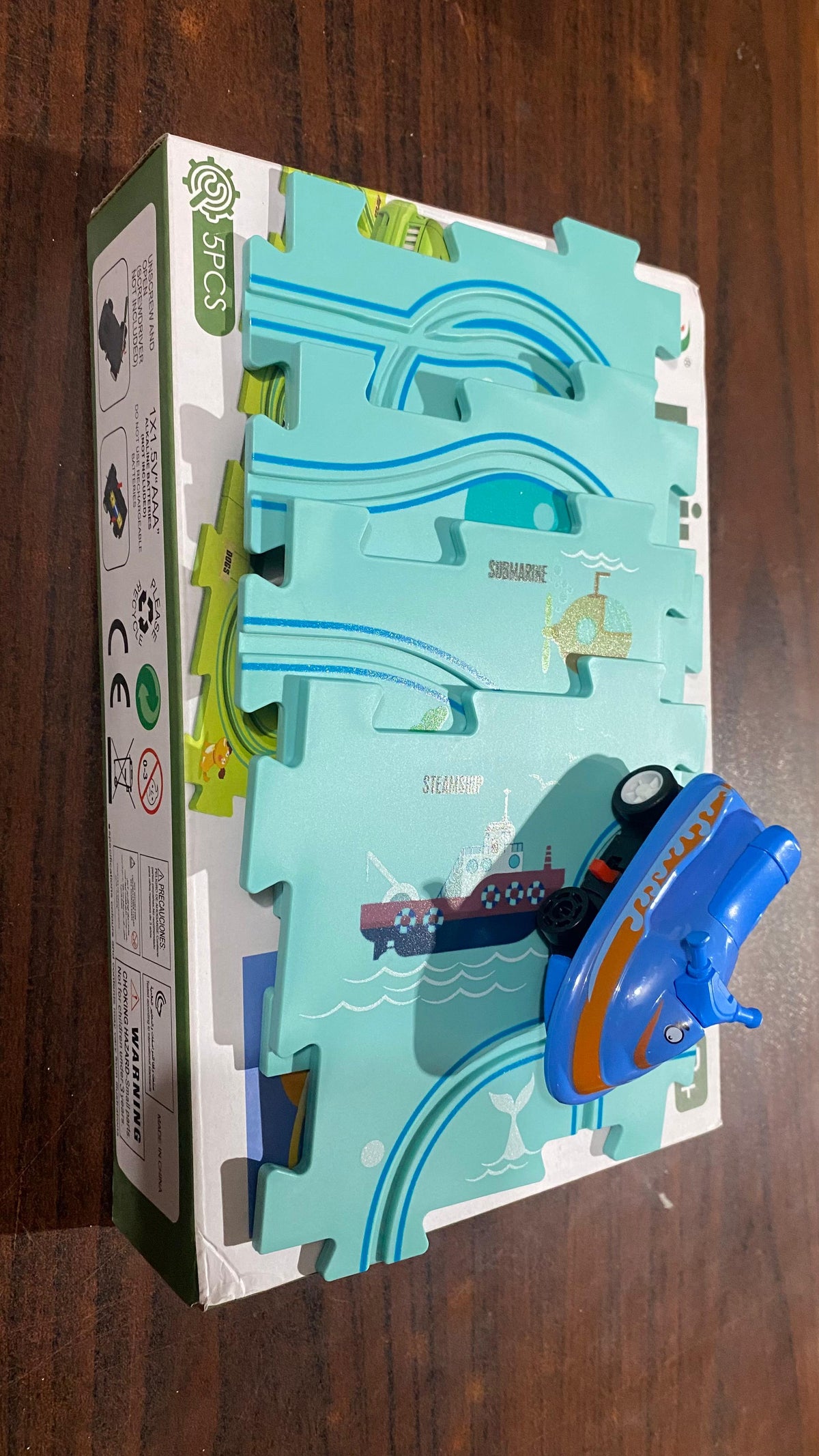Puzzle Track Car Play Set Diy Building Block Train Rail Car Toy Puzzle Race Track Random Design