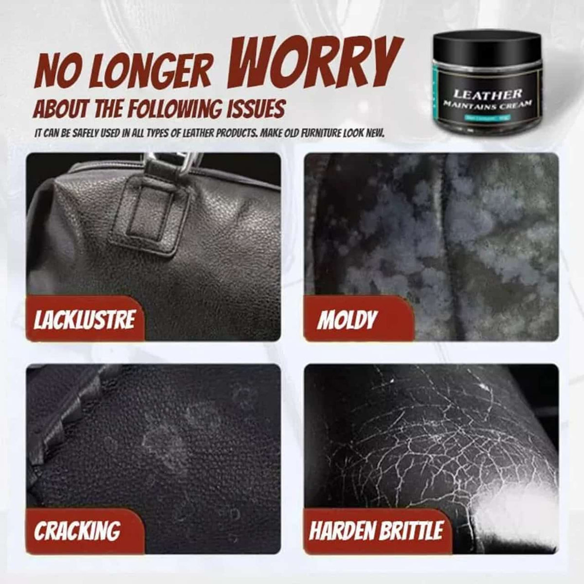Leather Maintain Repair Cream Polish Restore Shine Moisturizing Care For Leather Products Shoe Bag Car Seat 100 Gm With Sponge