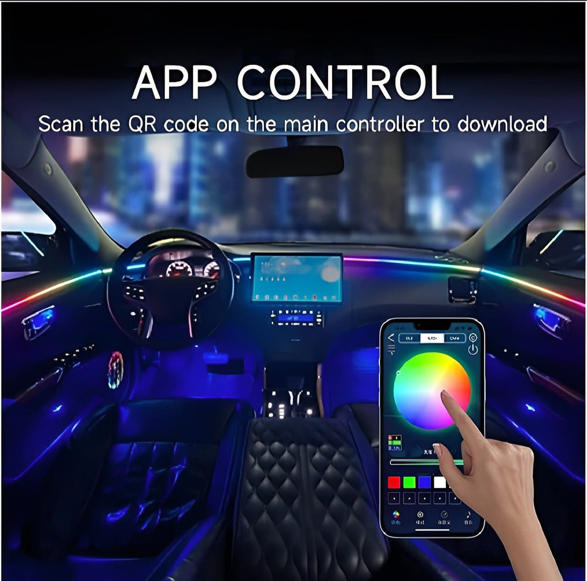 App Control Symphony Atmosphere Light Car Interior Lights Decorative Ambient Lights Usb Fiber Optic Lights Smart App Control Lights Multi Color 1Pc 110Cm43Inch 35Cm13 Inch