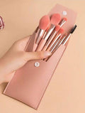 8 Pieces Cute Brushes With Leather Pouch Random Color
