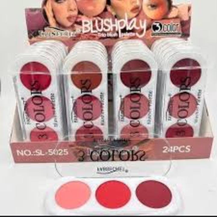 3 Color Makeup Blush Palette Mineral Powder Red Rouge Long Lasting Natural Cheek Blusher