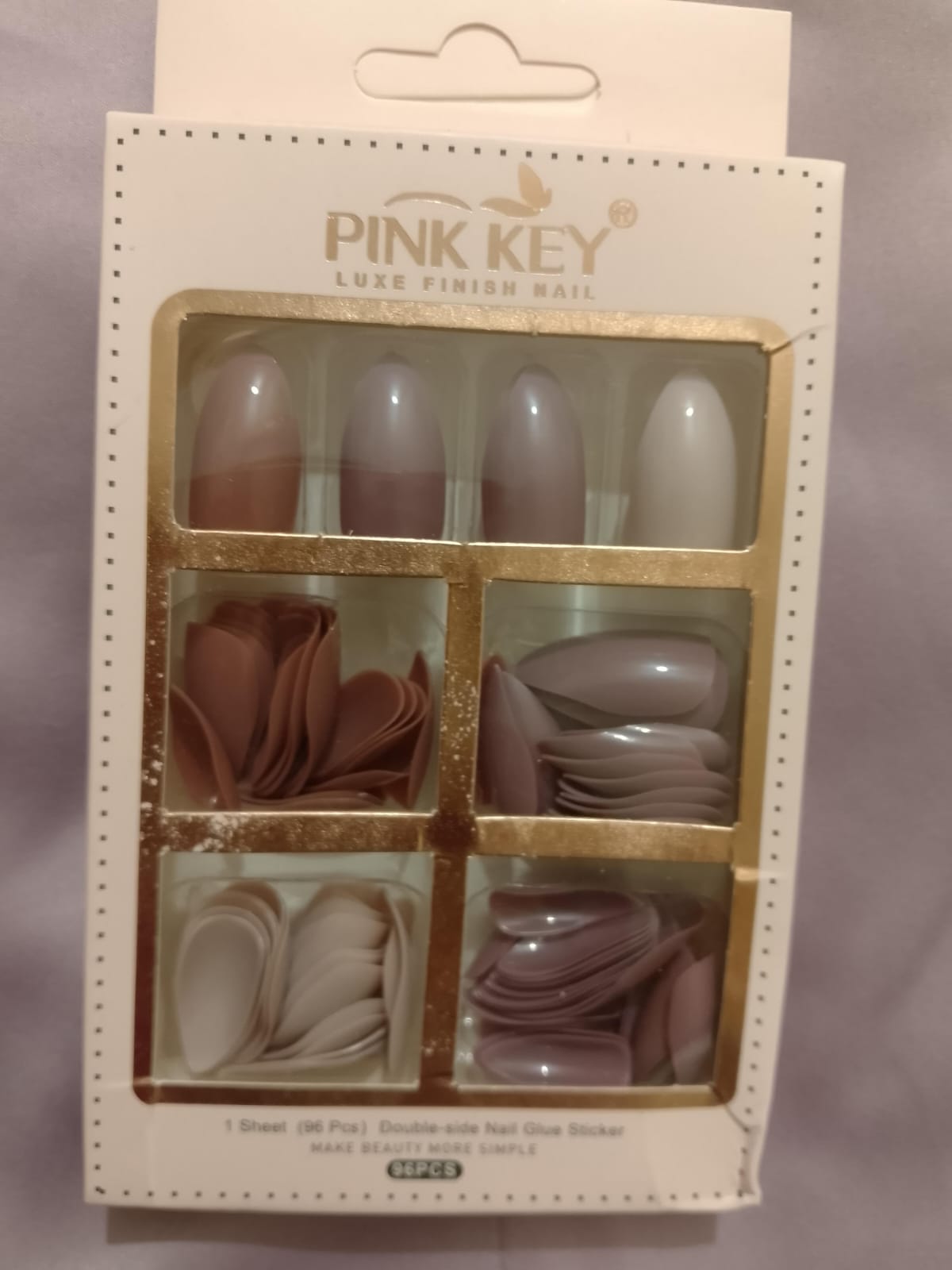 96 Pcs Nude Colors Nail Pack Without Glue Or Sticker Random Color