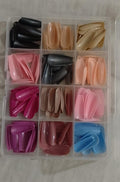 Artificial Nails 144 Pcs With Nail Glue Beautiful Fancy Fake Nails Random Color