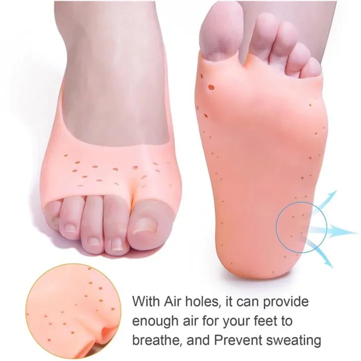 Silicone Gel Moisturizing Socks Non Slip Socks Cracked Foot Prevention Socks Foot Care Tool With Breathable Hole