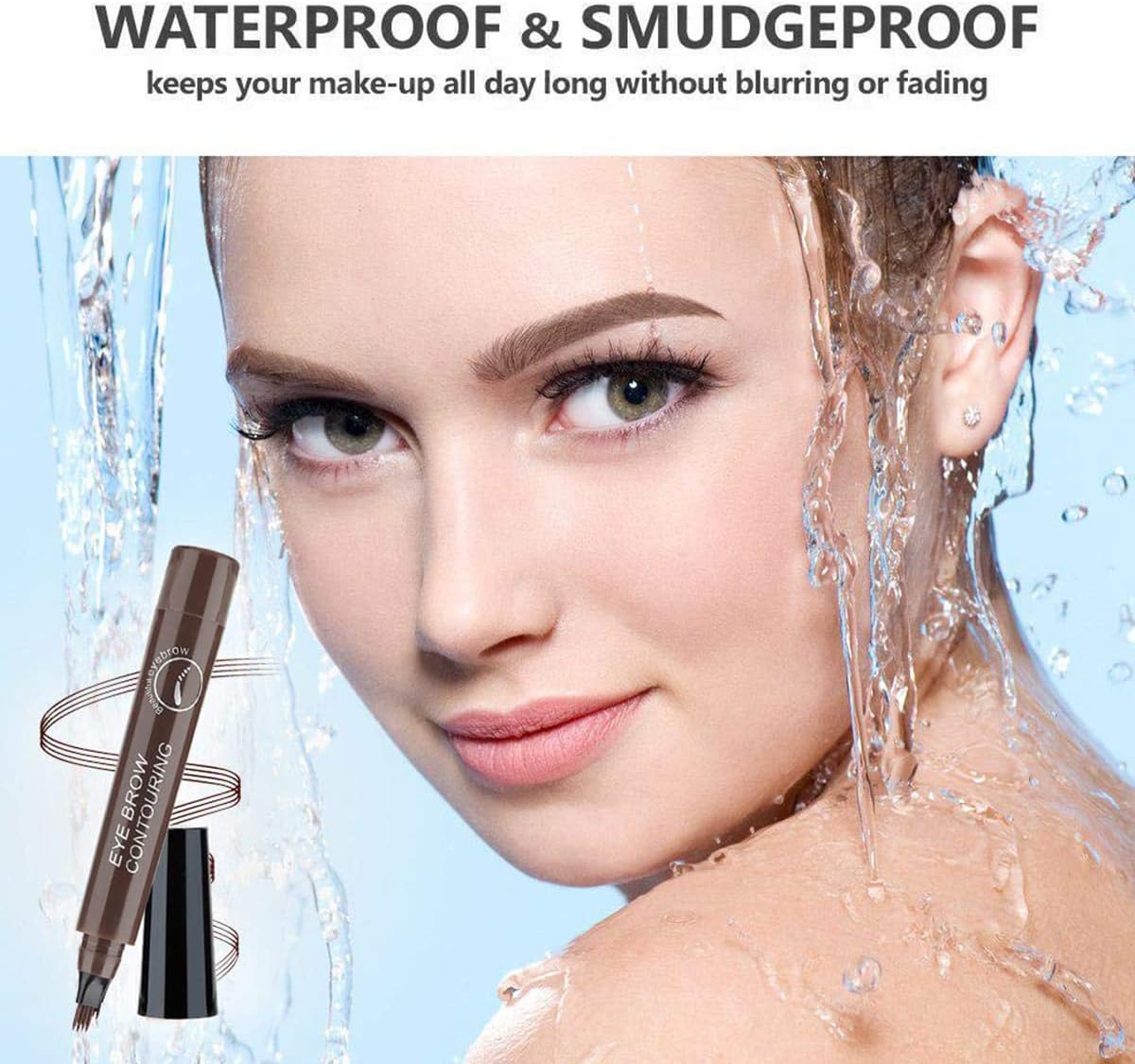 Eyebrow pencil Micro-fork Eyebrow Pencil Four-Point Eyebrow Pencil /  Make Eyebrows Look More Natural Look More Spiritual And Beautiful - Black