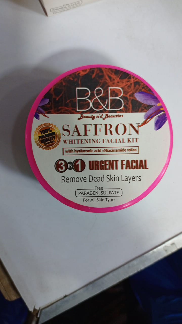 B And B Saffron Whitening Facial Kit 3 In 1 Urgent Facial Dead Skin Removal