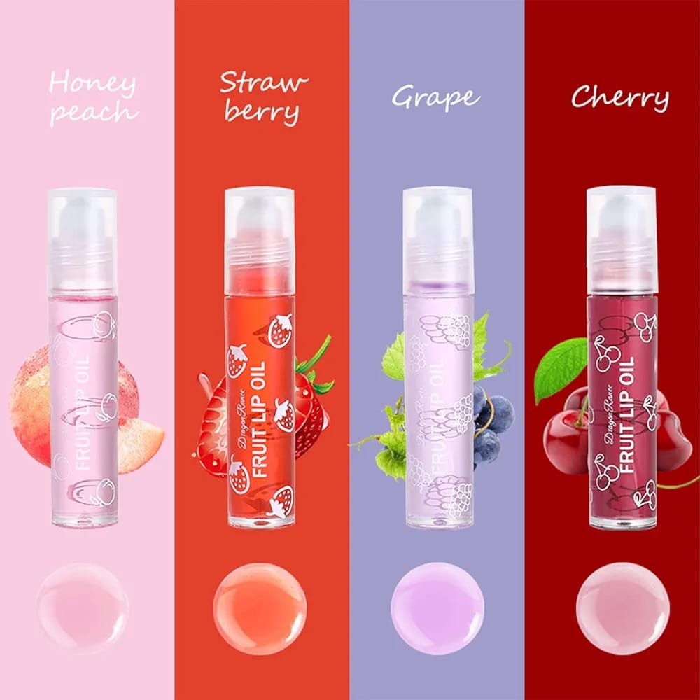 Pack Of 4 Fruit Lip Oil Set Non Sticky Long Lasting Moisturizing Lip Oil Lip Care Oil
