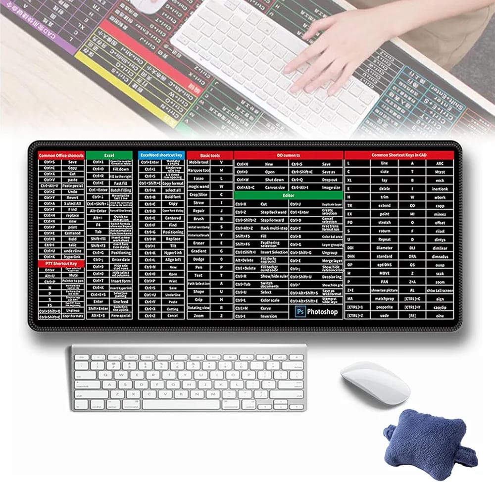 Shortcut Keyboard Mat 3080Cm Office Software Shortcuts Pattern Extended Computer Mouse Pad Desk Mat For Gamer Office Home