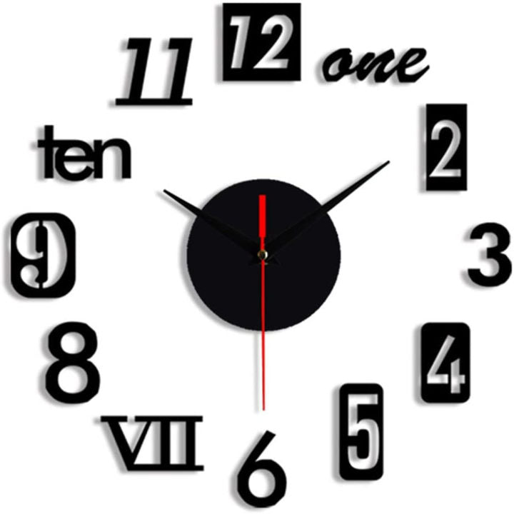 Diy Wall Clock 3D Wooden Wall Clock Decorwall Sticker Clock Home Decor