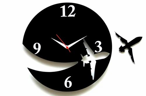 3D Wooden wall clock With Airplane Designer Theme for Home &amp; offices