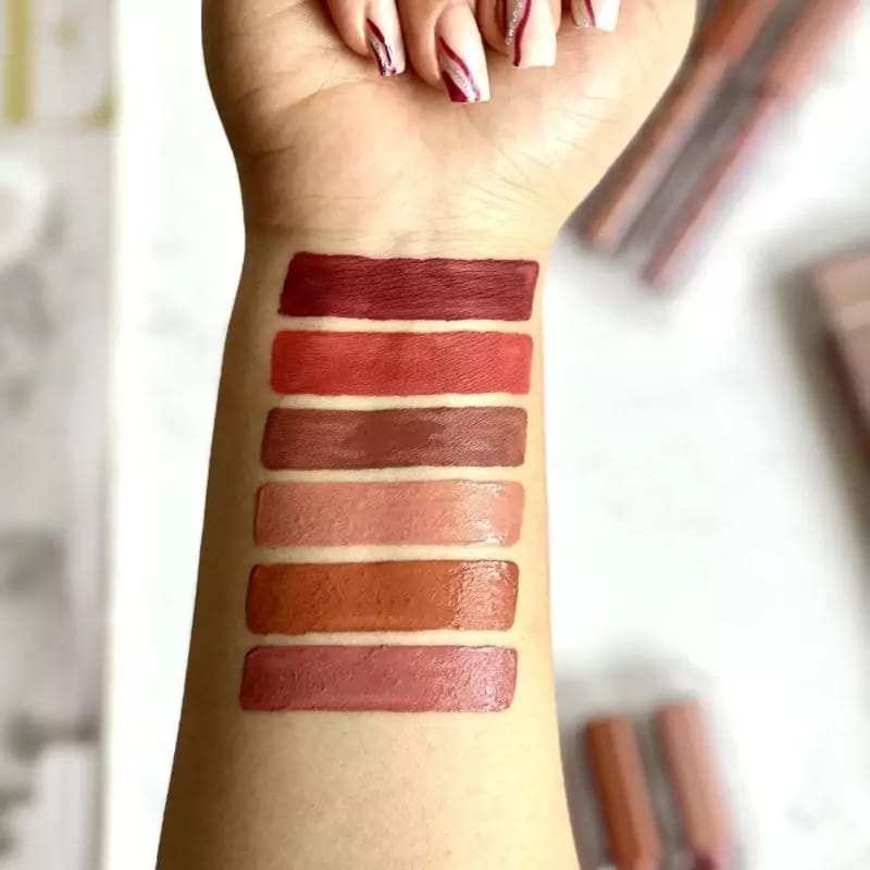 Pack Of 6 Nude Look High Pigment Matte Lipgloss Long Lasting Soft Smooth Lipgloss Random Color
