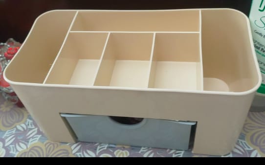 Plastic Makeup Storage Box With Small Drawer For Bathroom Organizer Drawers Makeup Brush Organizer Space Saving Space Storage Boxrandom Color