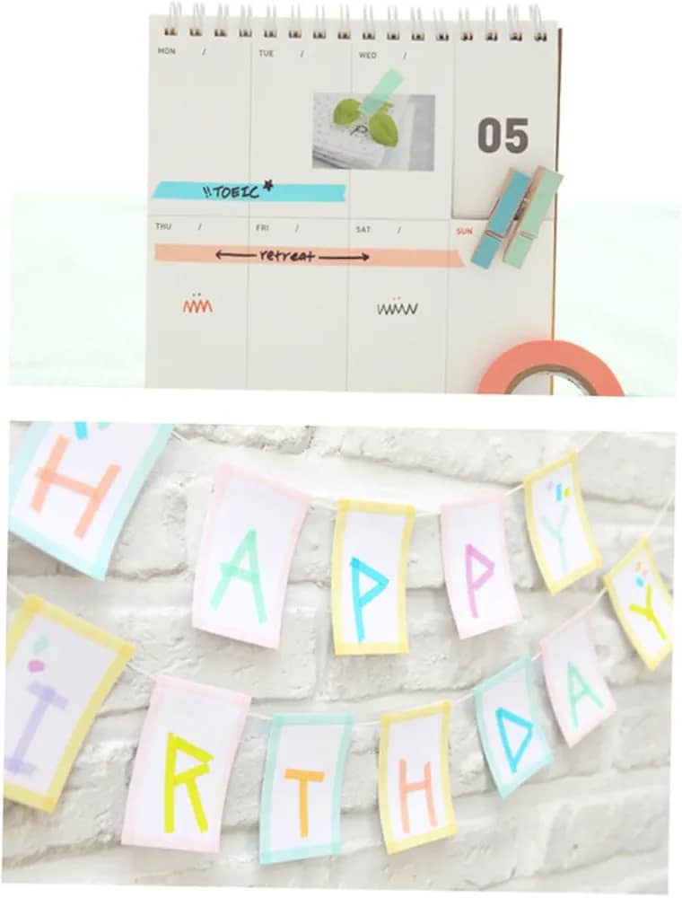 10 Rolls Chic Washi Tape Colorful Rainbow Design Removable Decorative Tape For Diy Stationery Wrapping Photo Album Random Color