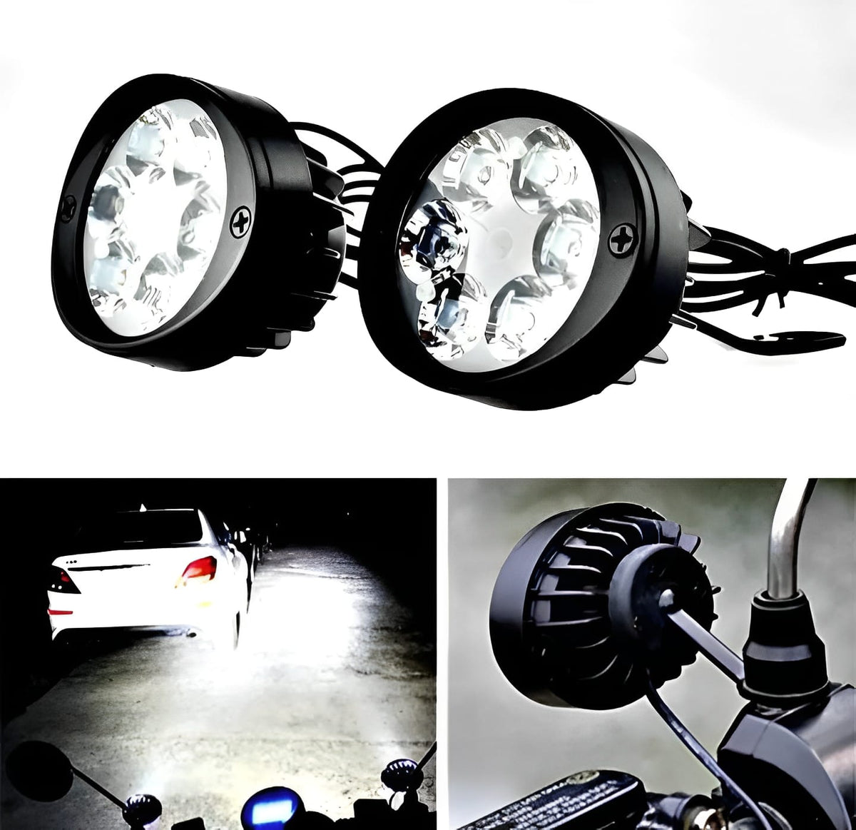 2 Led Plus Button Led Headlight Button Assist Lamp For Motorcycle Motorbike Bike Universal Cd70 Cg 125 All