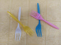 24Pcs Imported Disposable Plastic Fork Party Cutlery Fork Birthday Party Tableware For Cake Dessert Mixed Colour