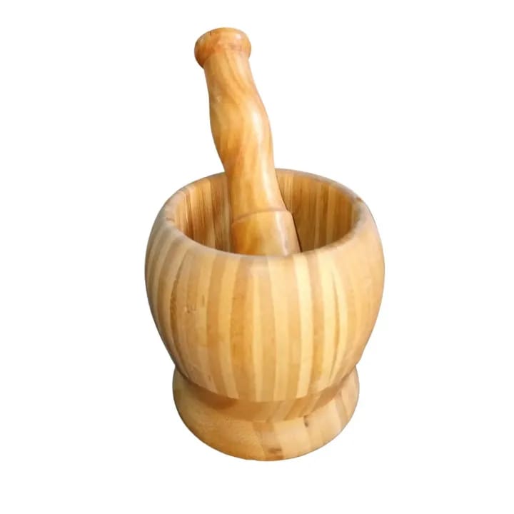 01 Set Wooden Pestle And Mortar For Crushing Woden Chattu Watta For Grinding Nuts Dates And Other Ingredients