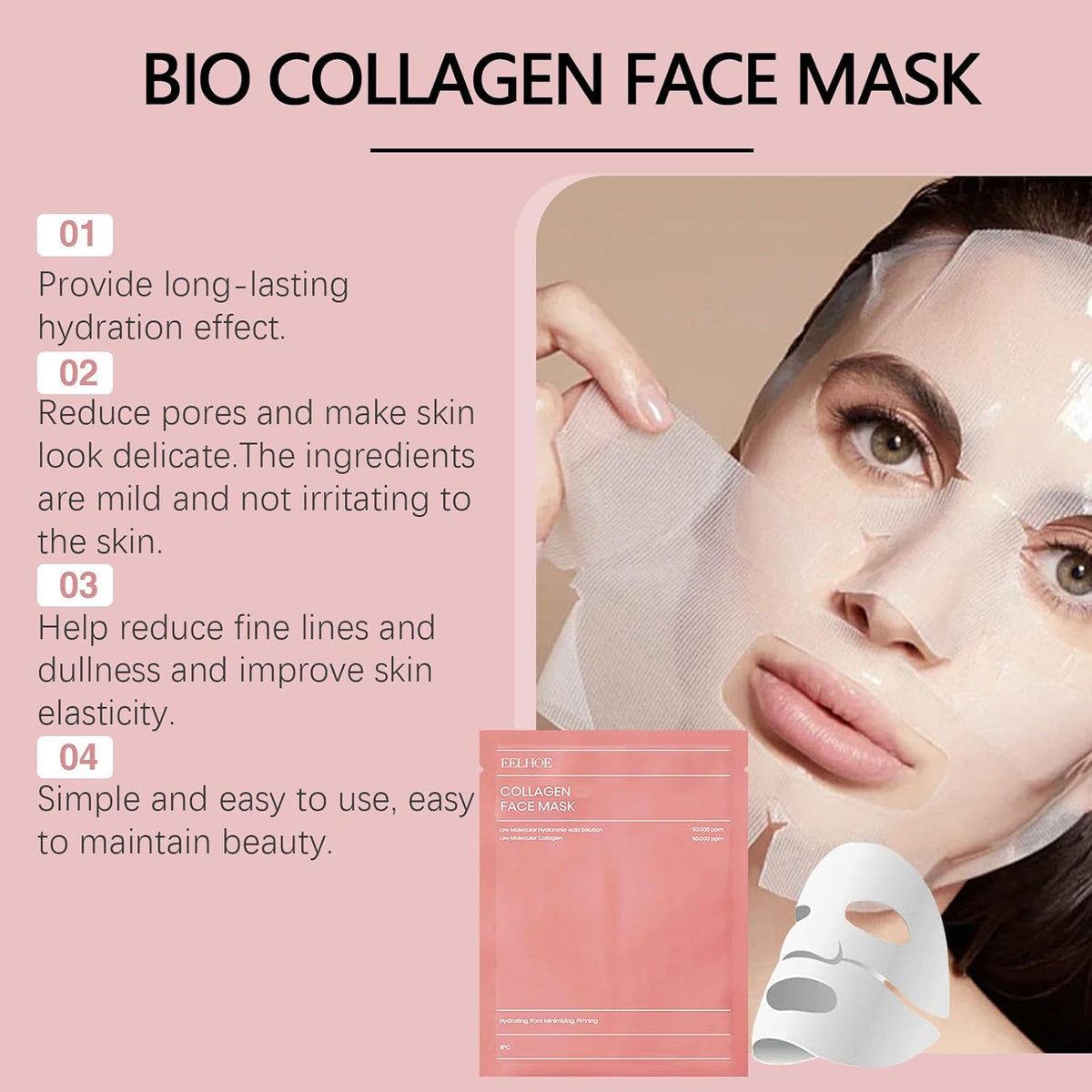1 Pc Bio Collagen Real Deep Mask Hydrating Over Night Facial Sheet Mask Pore Minimising Firming Collagen Mask Hydrating Overnight Skin Care Mask 36Gram