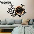 3d wooden Flower wall clock  Wall decor for home Wall Decoration attractive Wooden Wall Art - With Light