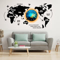 3D Wooden World Map With Esthetic Dial Wall Clock  | Best Quality Wall Clock For Home Decor | Home Decor Clock 40 inch - Without Light