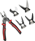 5 In 1 Portable Tool Steel Wire Cutters 5 Replaceable Heads Anti Slip Tpr Handle Combination Pliers For Leather Plastic Thin Metal Cutting Bending Trimming