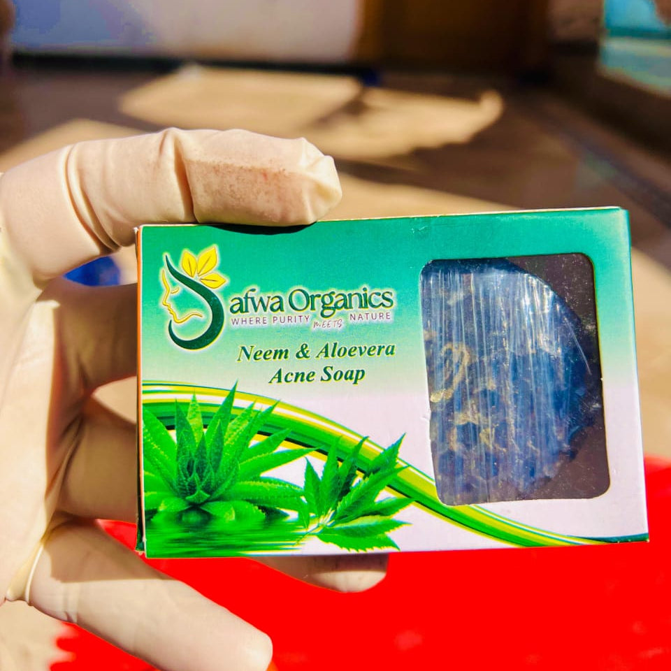 Safwa Organics Neem Aloe Vera Handmade Soap Acne Fighting Natural Cleanser 100G