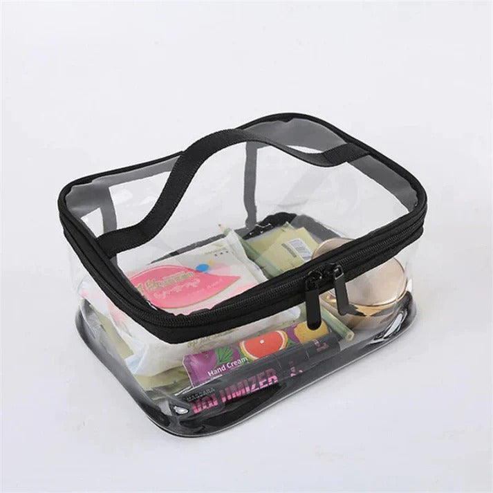 Clear Travel Makeup Bag Waterproof Portable And Stylish Organizer For Cosmetics Amp Toiletries Transparent Clear Cosmetic Bag Portable Toiletry Bag Zipper Organizer Transparent Travel Makeup Pouch Random Color