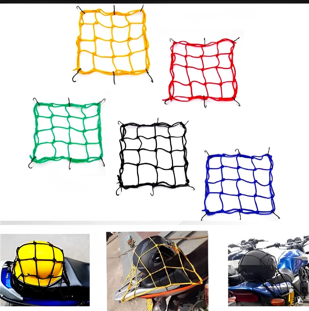 Motorcycle Flexible Cargo Net Helmet Holder Luggage Mesh With Hooks 2