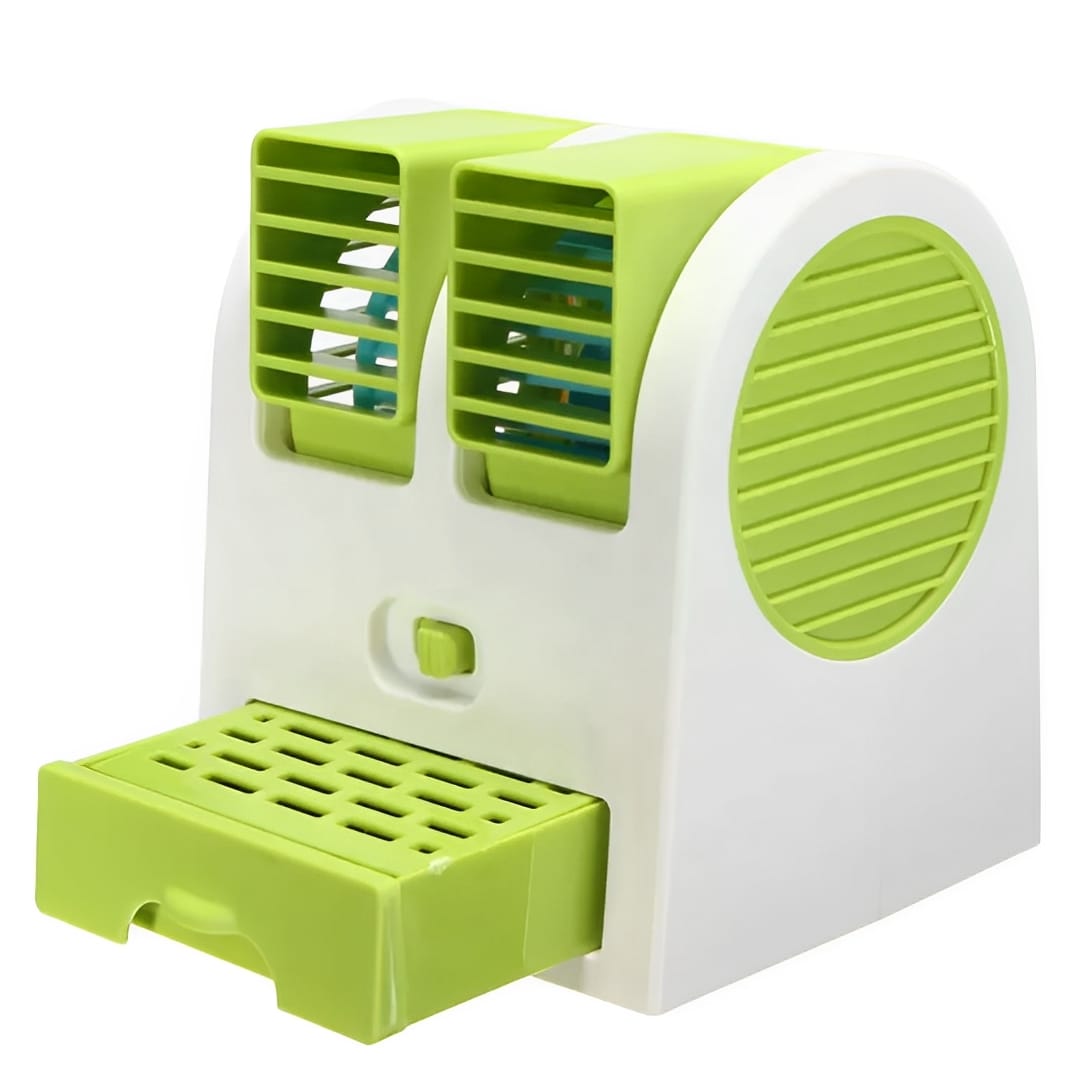 Portable Mini Ac Air Cooler Usb Amp Battery Operated Dual Blower With Ice Tray Blade Less Cooling Fan For Home Shop Kitchen Table Amp Outdoor Use
