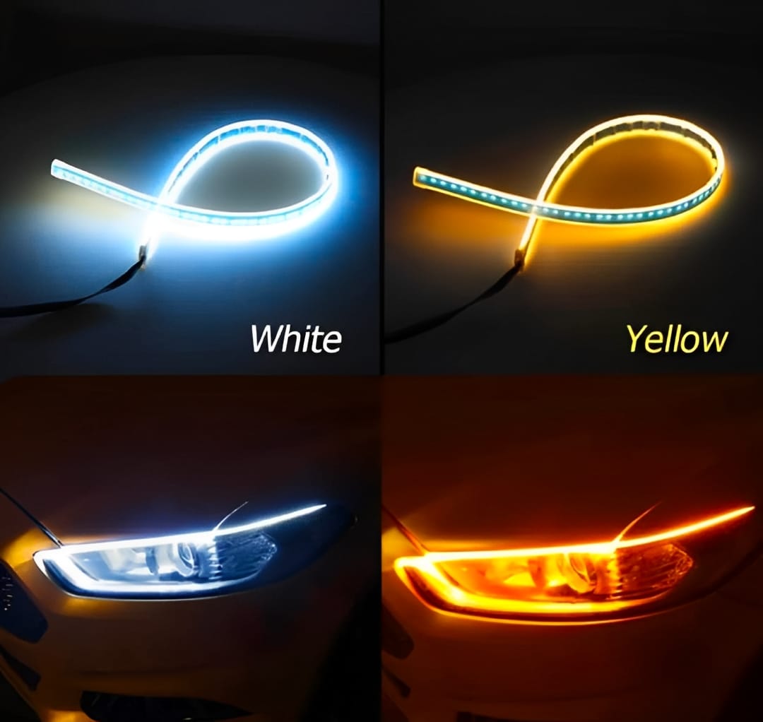01 Pcs Trending Hub Universal Bike Strip Light Dual Color Turn Signal Yellow Amp White Best Quality Strip Light For Motorcycle Strip Light For Bike