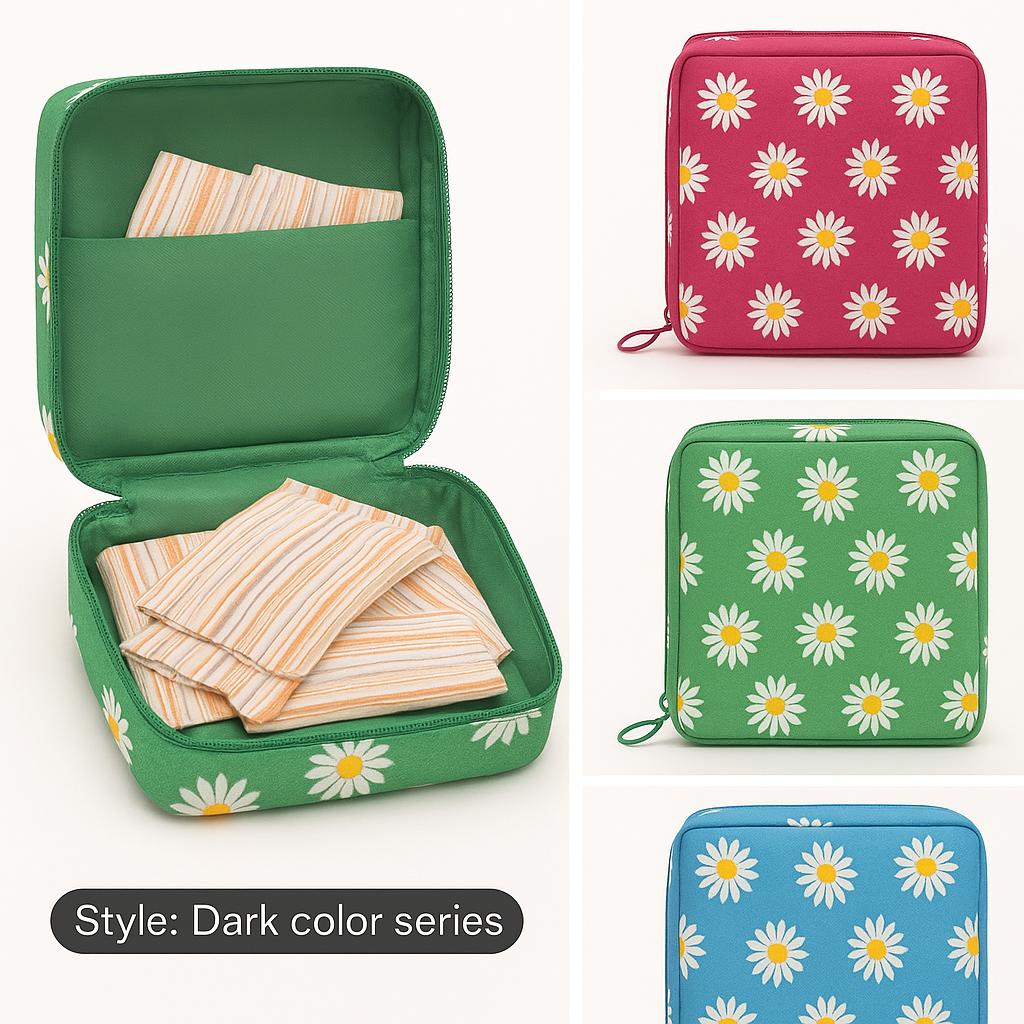Women Portable Pouch Napkin Cosmetic Bags Organizer Sanitary Pads Storage Bag Ladies Makeup Bag Girls Hygiene Pad Bag Random Design Amp Color