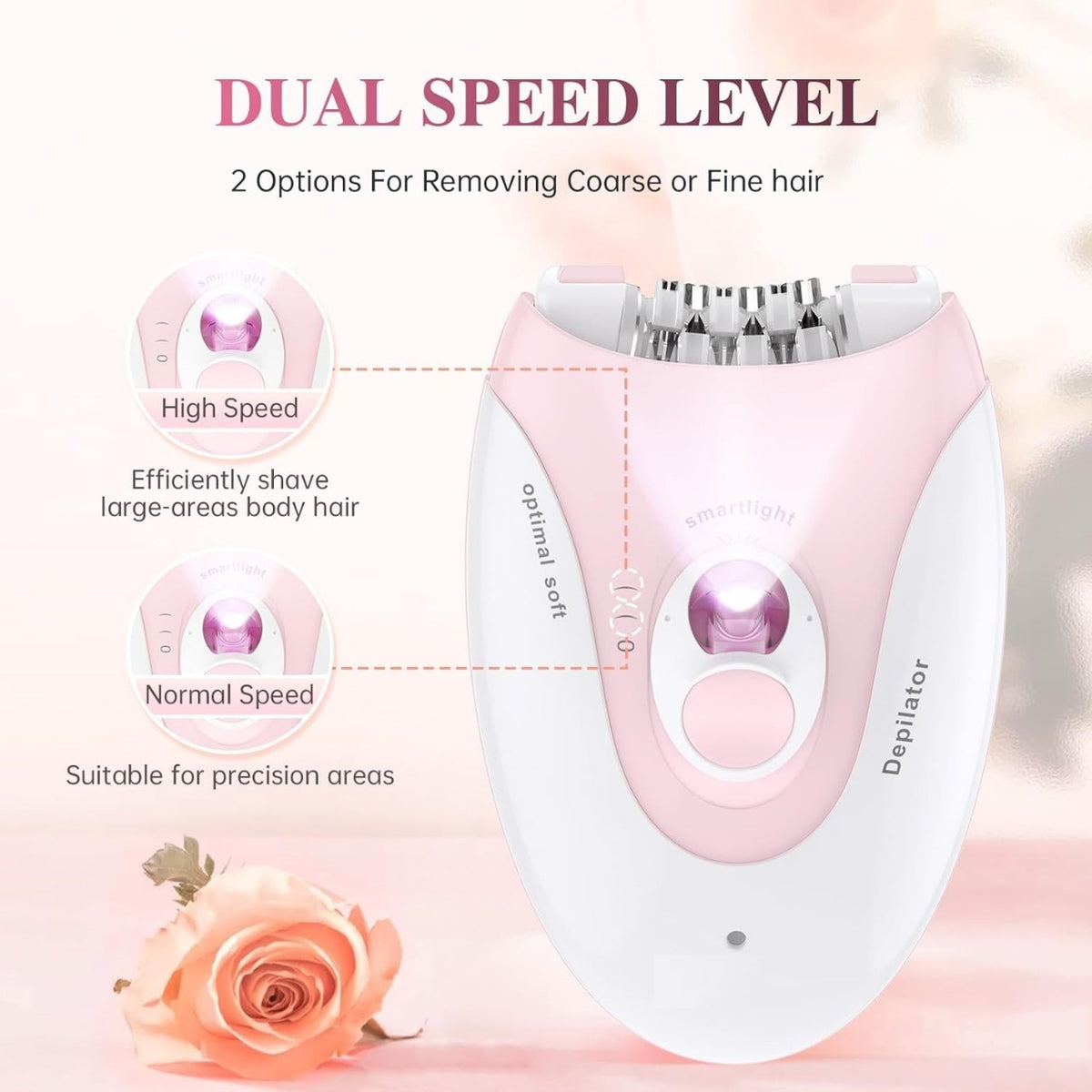 Daling Dl 6032 Cordless Ladies Epilator With 2 Speed Adjustment Painless Hair Removal Rechargeable Compact And Easy To Use For Legs Arms Underarms