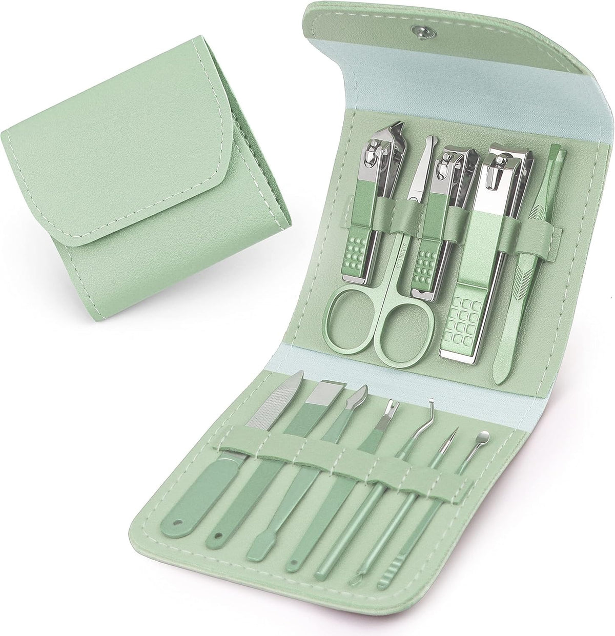 Brandomatic Manicure Kit 16 In 1 Nail Clippers Cuticle Scissors Nail Files Nail Polish Remover Blue