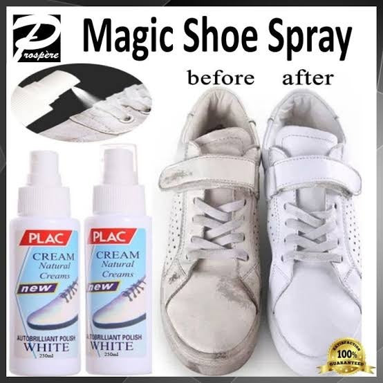 Plac White Shoe Polish Spray Magic Instant Cleaner For White Shoes 250Ml